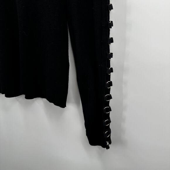 Guess Sweater Womens Large Black Cut Out Turtleneck Ring Detail Pullover Top - Picture 4 of 12
